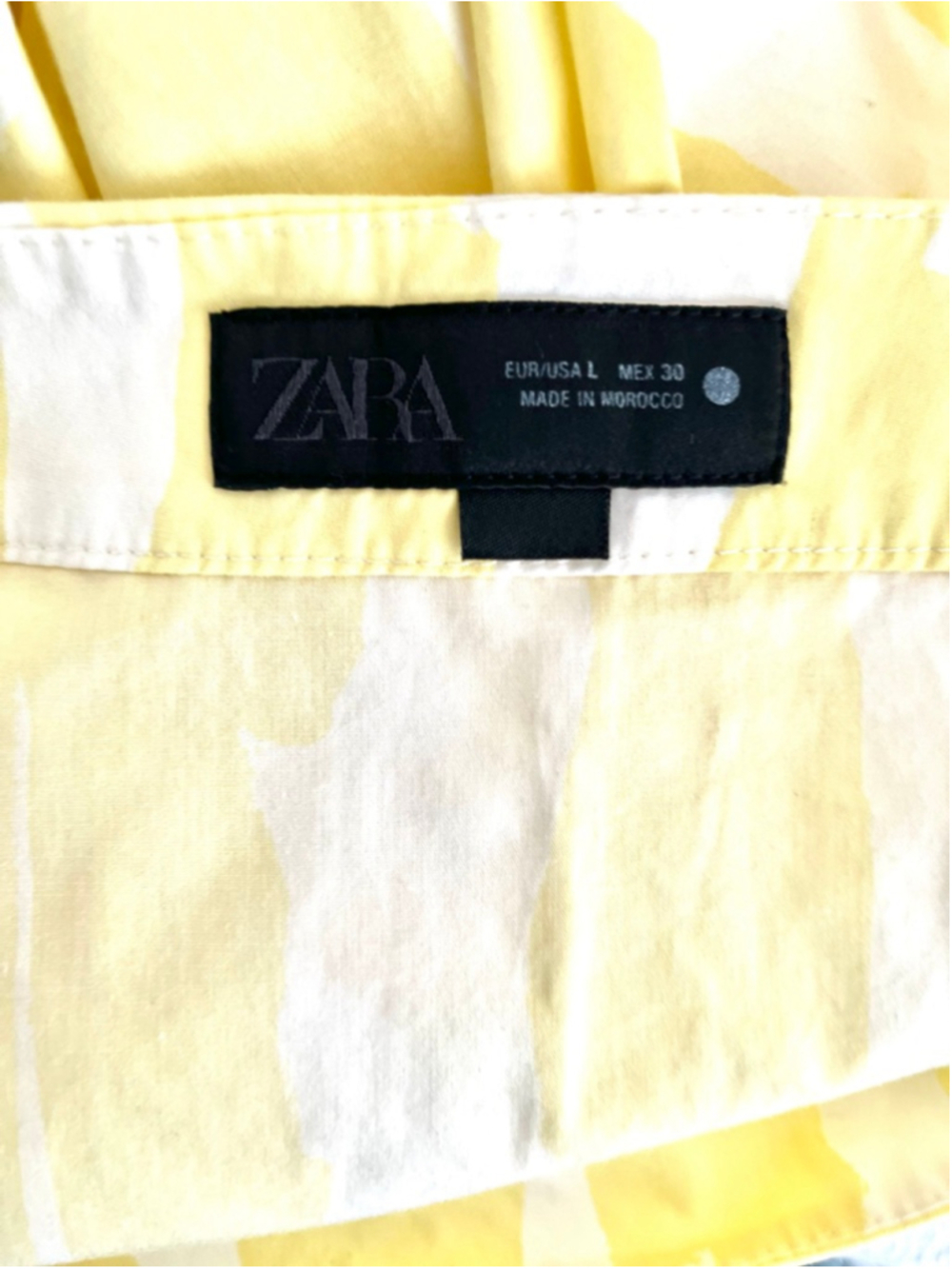 ZARA Yellow White Abstract Print Midi Skirt Summer L - Picture 4 of 5